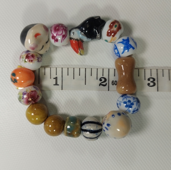 Colourful Critters Ceramic Floral Stretchy Beaded Bracelet - Picture 5 of 5